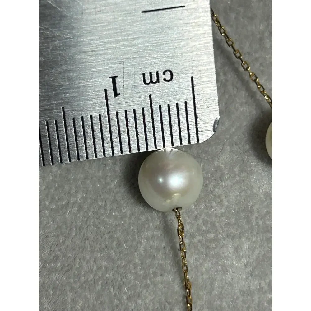 Shane Jewelry 14k solid yellow gold white pearl station chain necklace 18” 8.54g - Picture 7 of 13